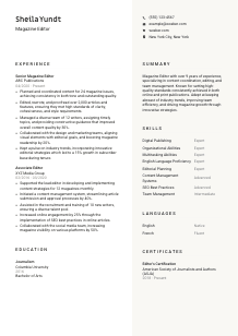 Magazine Editor CV Template #2