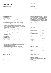 Magazine Editor Resume Template #1