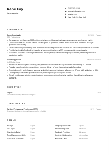 Proofreader Resume Example