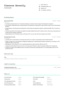 Screenwriter CV Template #3