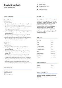 Power BI Developer CV Template #2