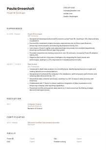 Power BI Developer Resume Template #1