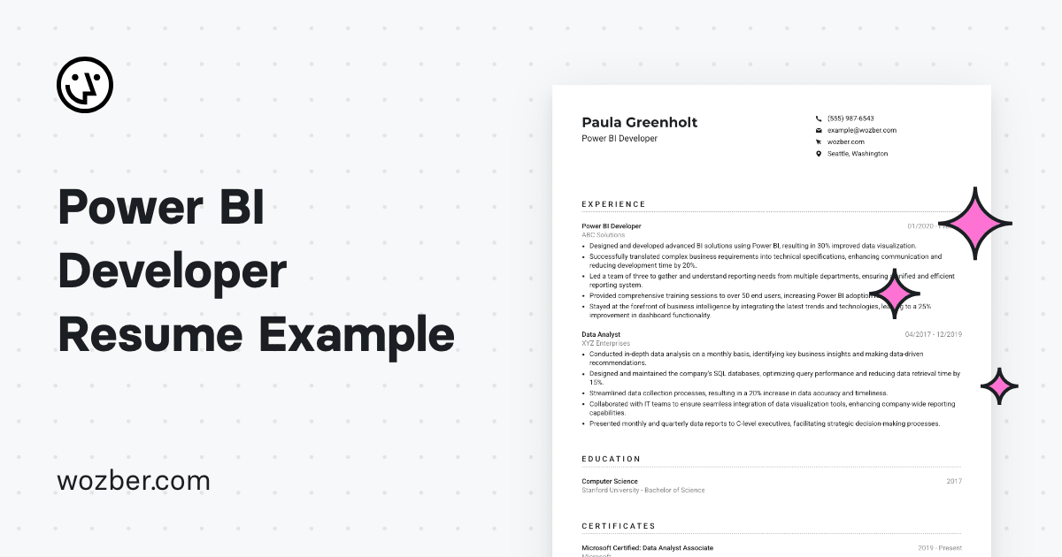 Power BI Developer Resume Example