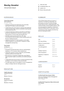 Clinical Data Analyst CV Template #10