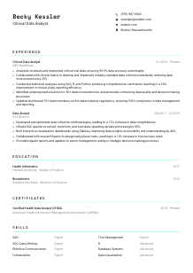 Clinical Data Analyst CV Template #18