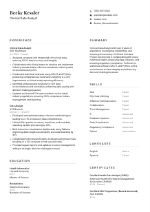 Clinical Data Analyst Resume Template #7