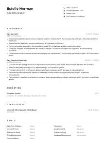 Data Entry Analyst Resume Example