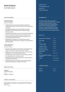 Excel Data Analyst CV Template #15