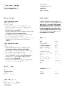 Financial Data Analyst Resume Template #1