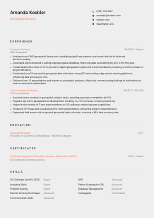 Geospatial Analyst Resume Template #3