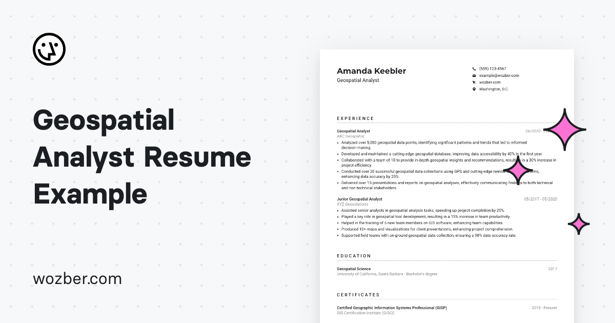 Geospatial Analyst CV Example