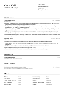 Healthcare Data Analyst CV Template #9