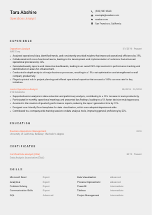 Operations Analyst CV Template #3