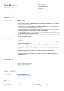 Operations Analyst CV Template #1
