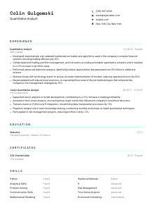 Quantitative Analyst Resume Template #3