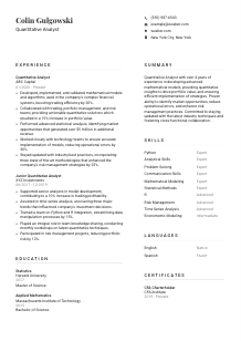 Quantitative Analyst Resume Template #1