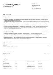 Quantitative Analyst Resume Template #2