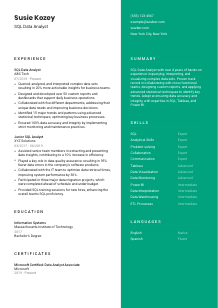 SQL Data Analyst CV Template #16