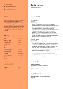 SQL Data Analyst CV Template #19