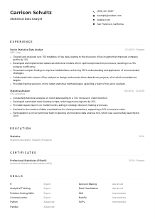 Statistical Data Analyst CV Example