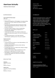 Statistical Data Analyst Resume Template #3