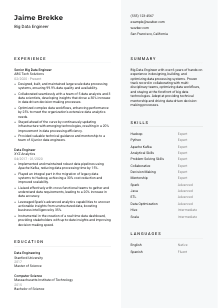 Big Data Engineer CV Template #2