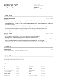 Data Pipeline Engineer CV Template #2