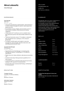 Data Manager CV Template #17
