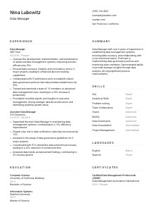 Data Manager CV Template #5