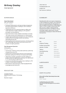 Data Specialist Resume Template #2