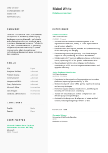 Database Assistant CV Template #2