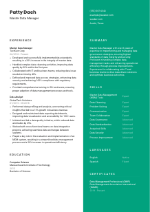 Master Data Manager Resume Template #16