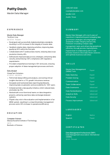 Master Data Manager CV Template #16