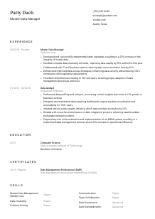 Master Data Manager Resume Template #3