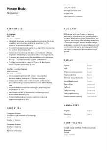 AI Engineer CV Template #1