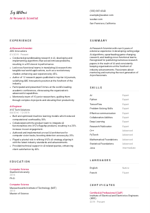 AI Research Scientist CV Template #2