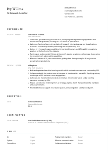 AI Research Scientist CV Template #1
