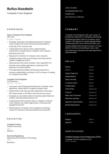 Computer Vision Engineer Resume Template #17