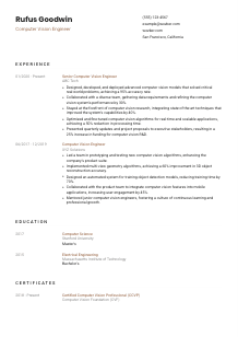 Computer Vision Engineer Resume Template #6