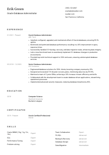 Oracle Database Administrator Resume Template #3