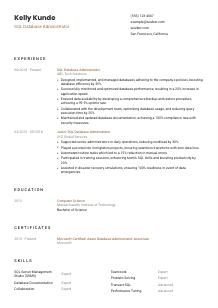 SQL Database Administrator CV Template #6