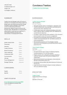 Creative Services Manager CV Template #2