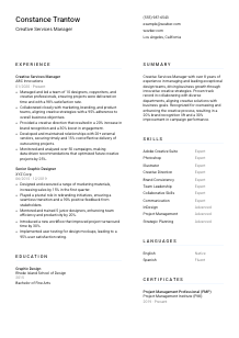 Creative Services Manager CV Template #1