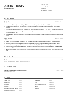 Design Manager Resume Template #2