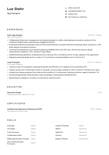 App Designer Resume Example