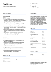 Augmented Reality Designer Resume Template #2