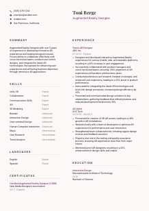 Augmented Reality Designer CV Template #3