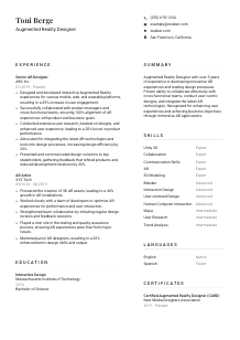 Augmented Reality Designer Resume Template #1