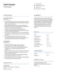 Game Designer CV Template #2