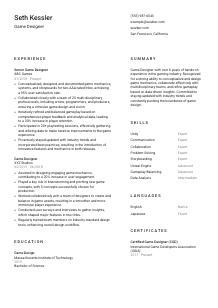 Game Designer CV Template #1
